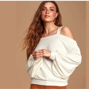 Free People/ We The Free Flaunt It cold shoulder cutout puffy slouchy sleeves XL